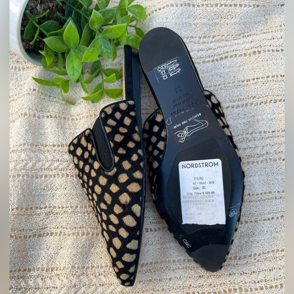 JENNY KAYNE shearling black tan giraffe mule Made in Italy size 35 Brand new - Picture 6 of 15